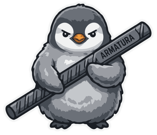 The penguin for dark backgrounds, the Armatura mark